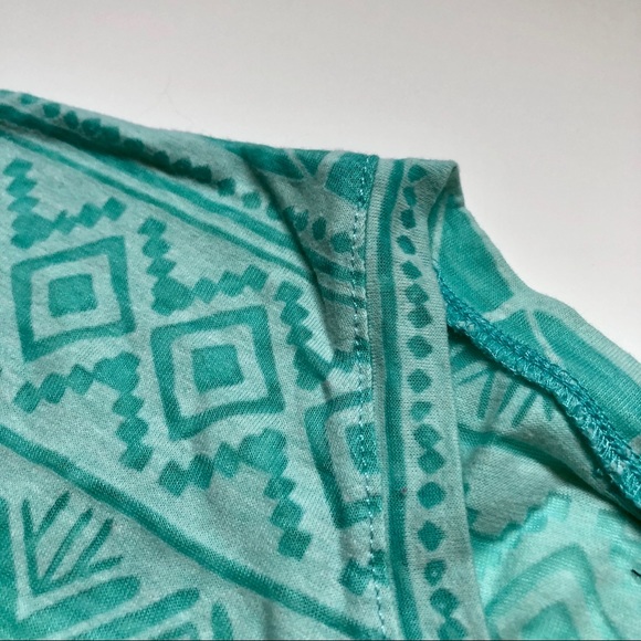 Aritzia Talula | Aztec Print Semi-Sheer Tee Teal - Picture 4 of 5